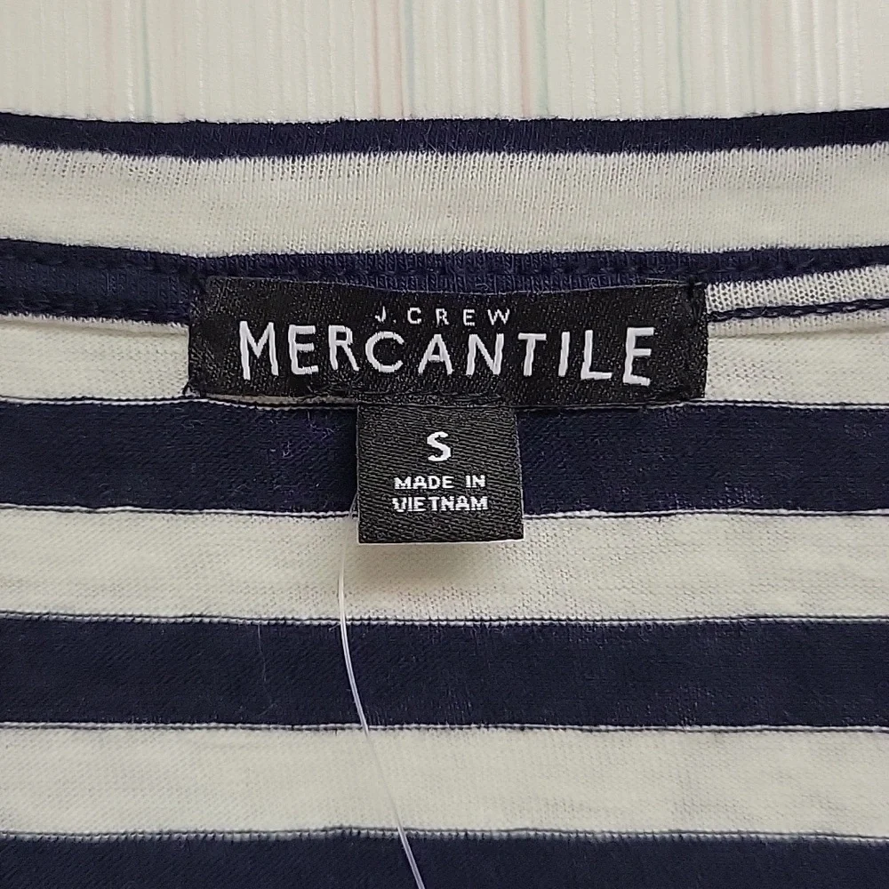 J Crew Mercantile Navy & White Striped Long Sleeve Top Small New casual preppy